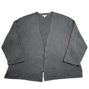J JILL Organically Grown Cotton Green Open Front Cardigan Sz Large
